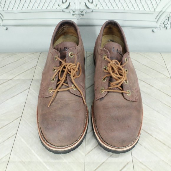 LL BEAN Bucksport Brown Leather Plain Toe Waterproof Work Shoe Size 10 M - Picture 5 of 9